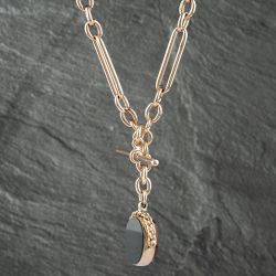 Second Hand Vintage 9ct Rose Gold T Bar & Swivel Double Albert 15 Inch Figaro Chain 41041564