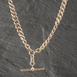 Second Hand Vintage Rose Gold Double 18 Inch T-Bar Curb Chain 41041574