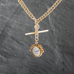 Second Hand 9ct Yellow Gold Compass Detail 16 Inch T-Bar Curb Chain 41041581