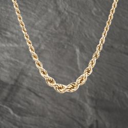 Second Hand 9ct Yellow Gold Graduated 18 Inch Rope Chain 41041592