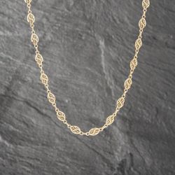 Second Hand 18ct Yellow Gold Oval Filligree Link 19 Inch Fancy Chain 41041654