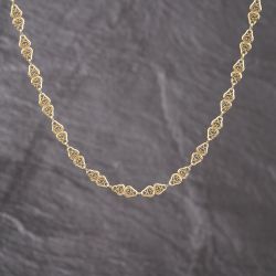 Second Hand 9ct Yellow Gold Filigree Bar 18 Inch Fancy Chain 41041772