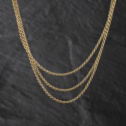 Second Hand 9ct Yellow Gold Three Strand 16-18 Inch Rope Chain 41041874