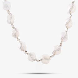 Second Hand 18ct White Gold Freshwater Pearl & 1.30ct Brilliant Cut Diamond 16 Inch Necklace 4104761