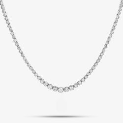 Second Hand 18ct White Gold 2.50ct Brilliant Cut Diamond Graduated 16 Inch Tennis Necklace 4104762