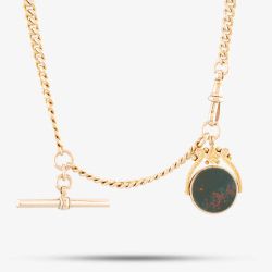 Second Hand Antique 9ct Rose Gold Graduated Albert 14 Inch Curb Chain 4104823