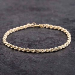 Second Hand 9ct Yellow Gold Rope Chain Bracelet 410500118
