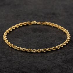 Second Hand 9ct Yellow Gold 7 Inch Rope Chain Bracelet 4105064