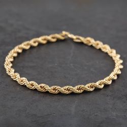 Second Hand 9ct Yellow Gold Rope Chain Bracelet 41051005