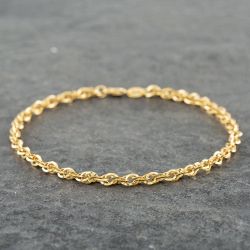 Second Hand 9ct Yellow Gold Diamond Cut 7.5 Inch Rope Chain Bracelet 41051017