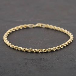 Second Hand 9ct Yellow Gold 7 Inch Rope Chain Bracelet 41051031