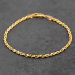 Second Hand 9ct Yellow Gold Solid 7 Inch Rope Chain Bracelet 41061029