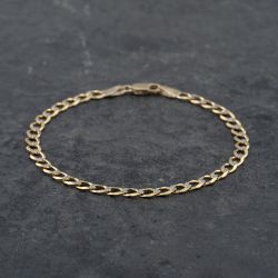 Second Hand 9ct Two Colour Gold 7 Inch Curb Chain Bracelet 41061255