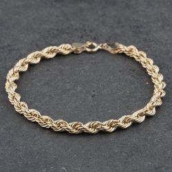 Second Hand 9ct Yellow Gold 7 Inch Rope Chain Bracelet 41061279