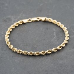 Second Hand 9ct Yellow Gold 7.5 Inch Rope Chain Bracelet 41061286