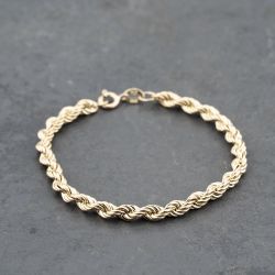 Second Hand 9ct Yellow Gold 7 Inch Rope Chain Bracelet 41061295