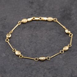 Second Hand 9ct Yellow Gold Polished & Brushed Finish Ball & Bar 7.5 Inch Chain Bracelet 41061300