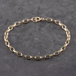 Second Hand 9ct Yellow Gold Oval 7 Inch Belcher Chain Bracelet 41061302