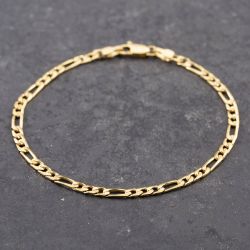 Second Hand 9ct Yellow Gold 3+1 Link 7.5 Inch Figaro Chain Bracelet 41061304