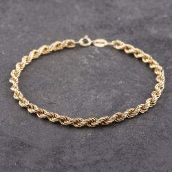 Second Hand 9ct Yellow Gold 7.5 Inch Rope Chain Bracelet 41061306