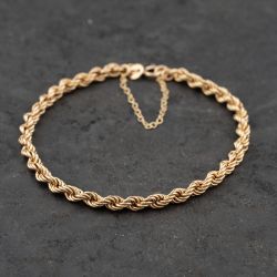 Second Hand 9ct Yellow Gold 7 Inch Rope Chain Bracelet 41061317