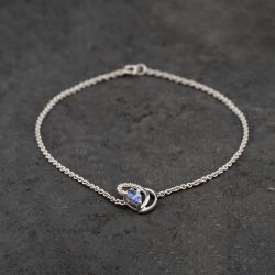 Second Hand White Gold 0.35ct Tanzanite & 0.07ct Diamond Pear Shaped Ribbon Curl 7 Inch Belcher Bracelet 41061320