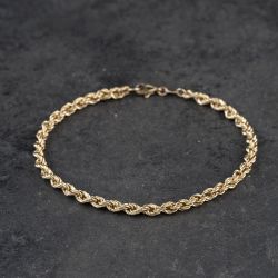 Second Hand 9ct Yellow Gold 7.5 Inch Rope Chain Bracelet 41061334