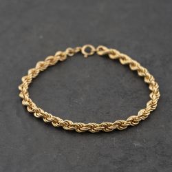 Second Hand 9ct Yellow Gold 7 Inch Rope Chain Bracelet 41061339