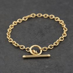 Second Hand 9ct Yellow Gold T-Bar 7.5 Inch Belcher Chain Bracelet 41061346
