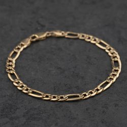 Second Hand 9ct Yellow Gold 7 Inch Figaro Chain Bracelet 41061350