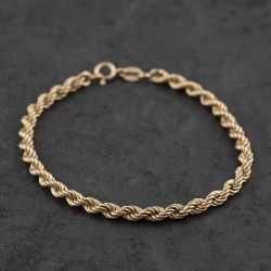 Second Hand 9ct Yellow Gold 7 Inch Rope Chain Bracelet 41061352