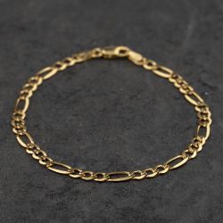 Second Hand 9ct Yellow Gold 7.5 Inch Figaro Chain Bracelet 41061353