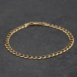 Second Hand 9ct Yellow Gold 7.5 Inch Curb Chain Bracelet 41061365