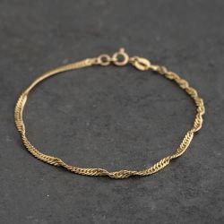 Second Hand 9ct Yellow Gold Twisted 7 Inch Curb Chain Bracelet 41061368