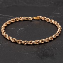 Second Hand 9ct Yellow Gold 7 Inch Rope Link Bracelet 4106256
