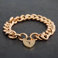 Second Hand Vintage Rose Gold Plain And Engraved Links Chain Bracelet 4107306