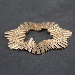 Second Hand Vintage 9ct Yellow Gold Wave Design Bar Link Bracelet 4107314