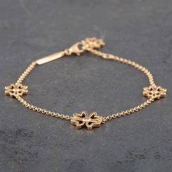 Second Hand 18ct Yellow Gold Openwork Flower Belcher Chain Bracelet 4107316