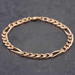 Second Hand 9ct Yellow Gold 9 Inch Figaro Chain Bracelet 41081097