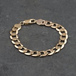 Second Hand 9ct Yellow Gold Open Link 7.25 Inch Curb Chain Bracelet 41081147