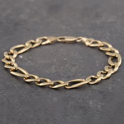 Second Hand 9ct Yellow Gold 9 Inch Figaro Chain Bracelet 41081154