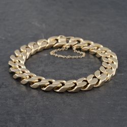 Second Hand 9ct Yellow Gold Heavy 9 Inch Curb Chain Bracelet 41081157