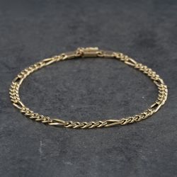 Second Hand 18ct Yellow Gold 5+1 Link 8.5 Inch Curb Chain Bracelet 41081165