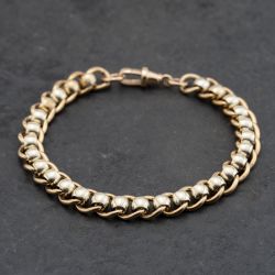 Second Hand 9ct Yellow Gold Roller Ball 8.5 Inch Curb Chain Bracelet 41081167