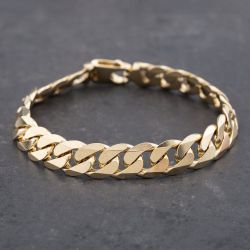 Second Hand 9ct Yellow Gold Heavy 8 Inch Curb Chain Bracelet 41081176
