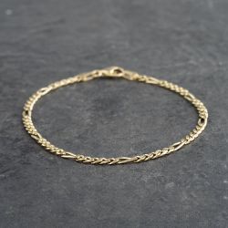 Second Hand 18ct Yellow Gold 9 Inch Figaro Chain Bracelet 41081185