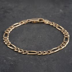 Second Hand 9ct Yellow Gold 8 Inch Figaro Chain Bracelet 41081198