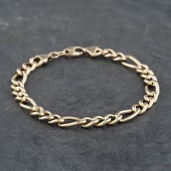 Second Hand 9ct Yellow Gold 9 Inch Figaro Chain Bracelet 41081234