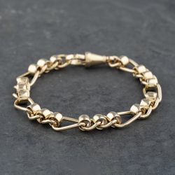 Second Hand 9ct Yellow Gold Roller Ball 7.25 Inch Chain Bracelet 41081236