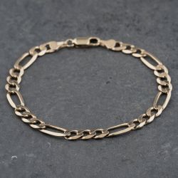 Second Hand 9ct Yellow Gold 3+1 8.5 Inch Figaro Chain Bracelet 41081241